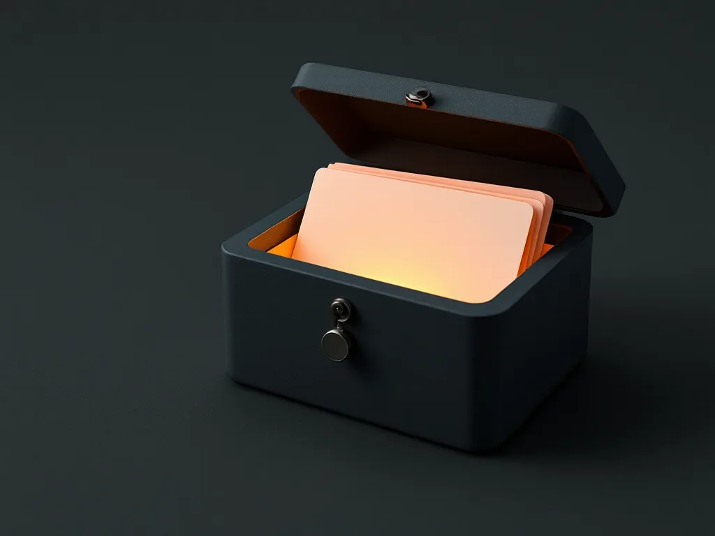 A closed, warm-lit library on a shelf, its key held by its owner